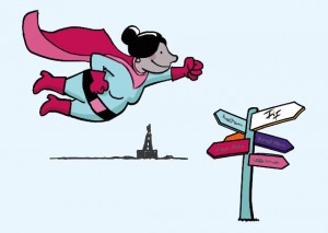 Postkarte_Superheldin_Wegweiser.indd